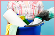 cleaning bucket with paper towels